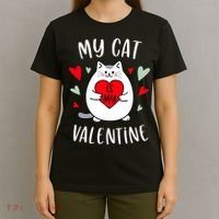 My Cat Is My Valentine Kitten Lover Heart Valentines Day T-Shirt thumb 4
