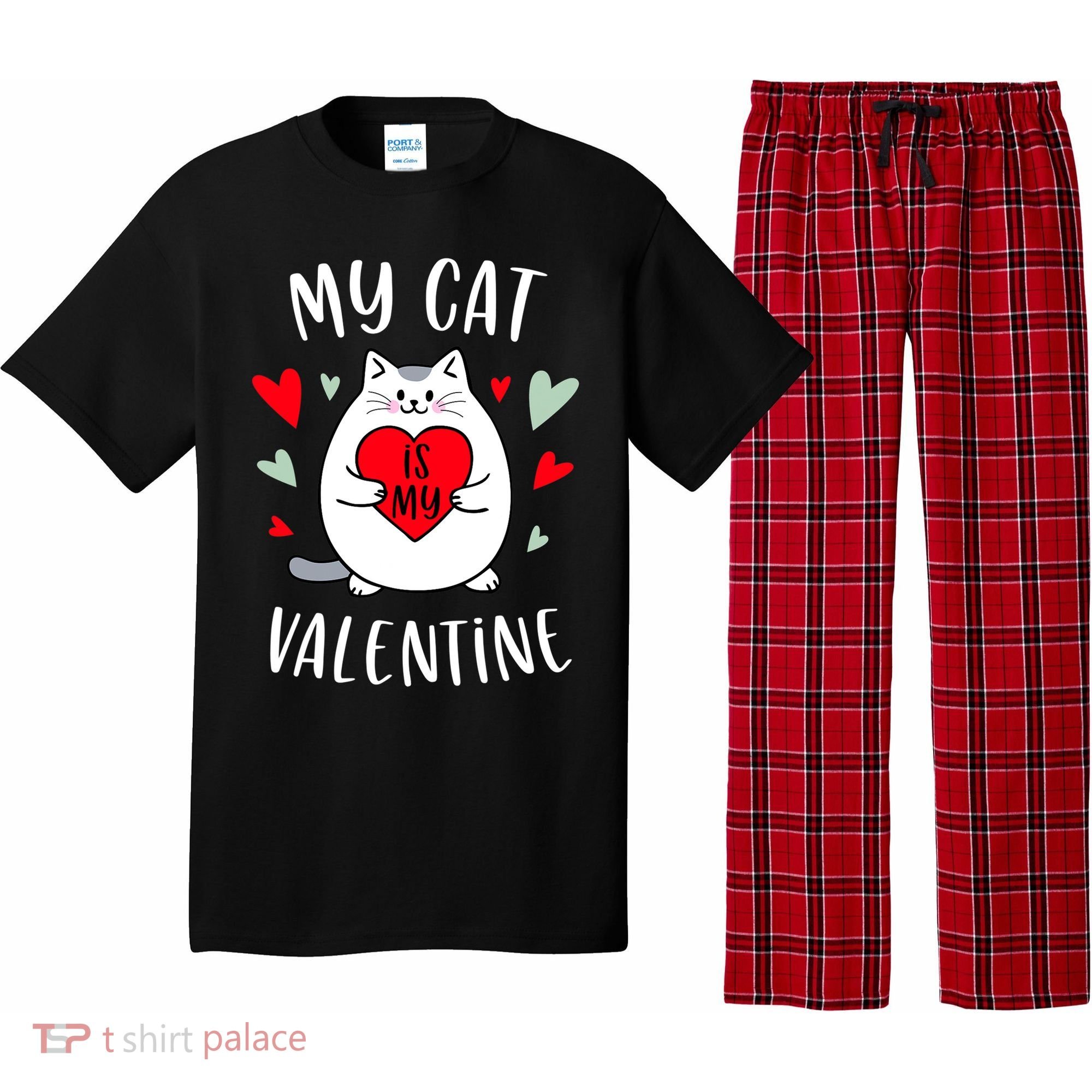 My Cat Is My Valentine Kitten Lover Heart Valentines Day Pajama Set