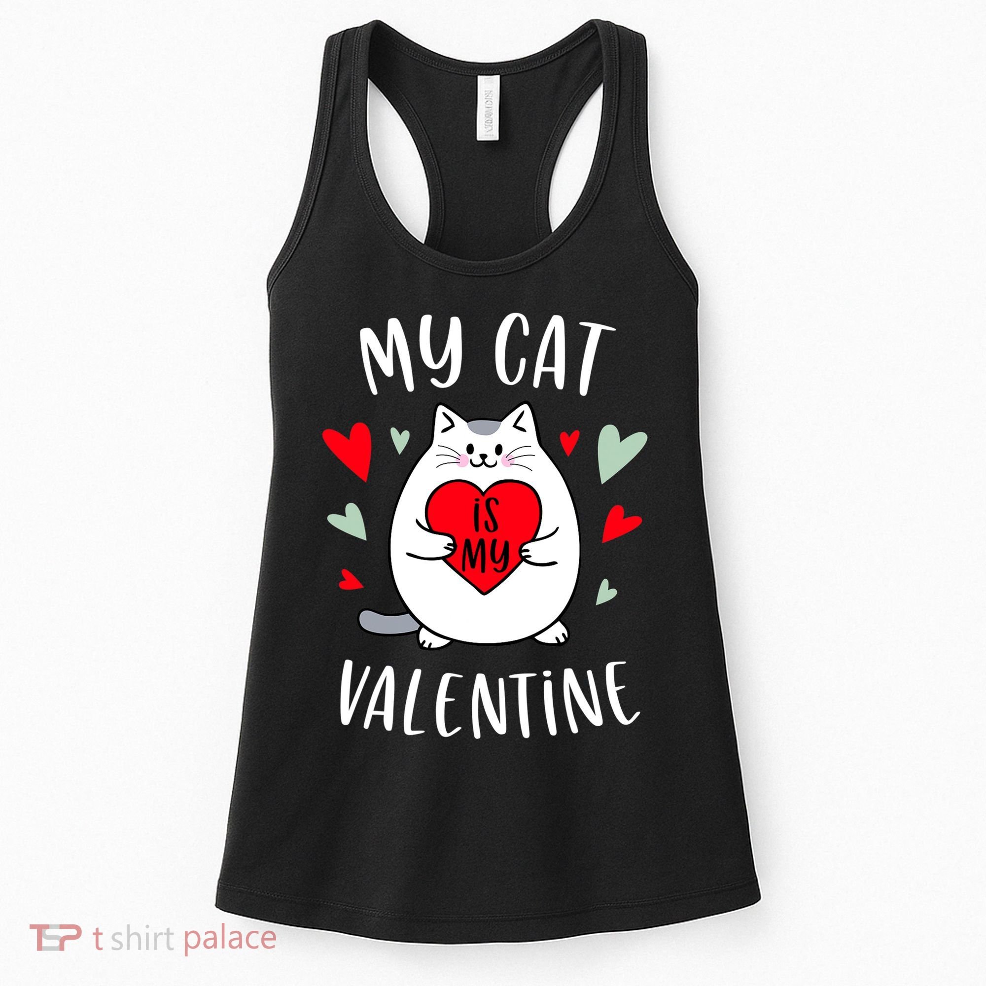My Cat Is My Valentine Kitten Lover Heart Valentines Day Women's Tank Top
