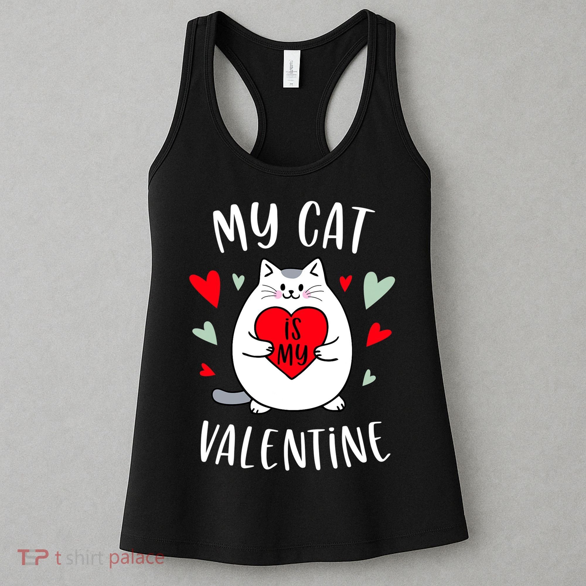 My Cat Is My Valentine Kitten Lover Heart Valentines Day Women's Tank Top