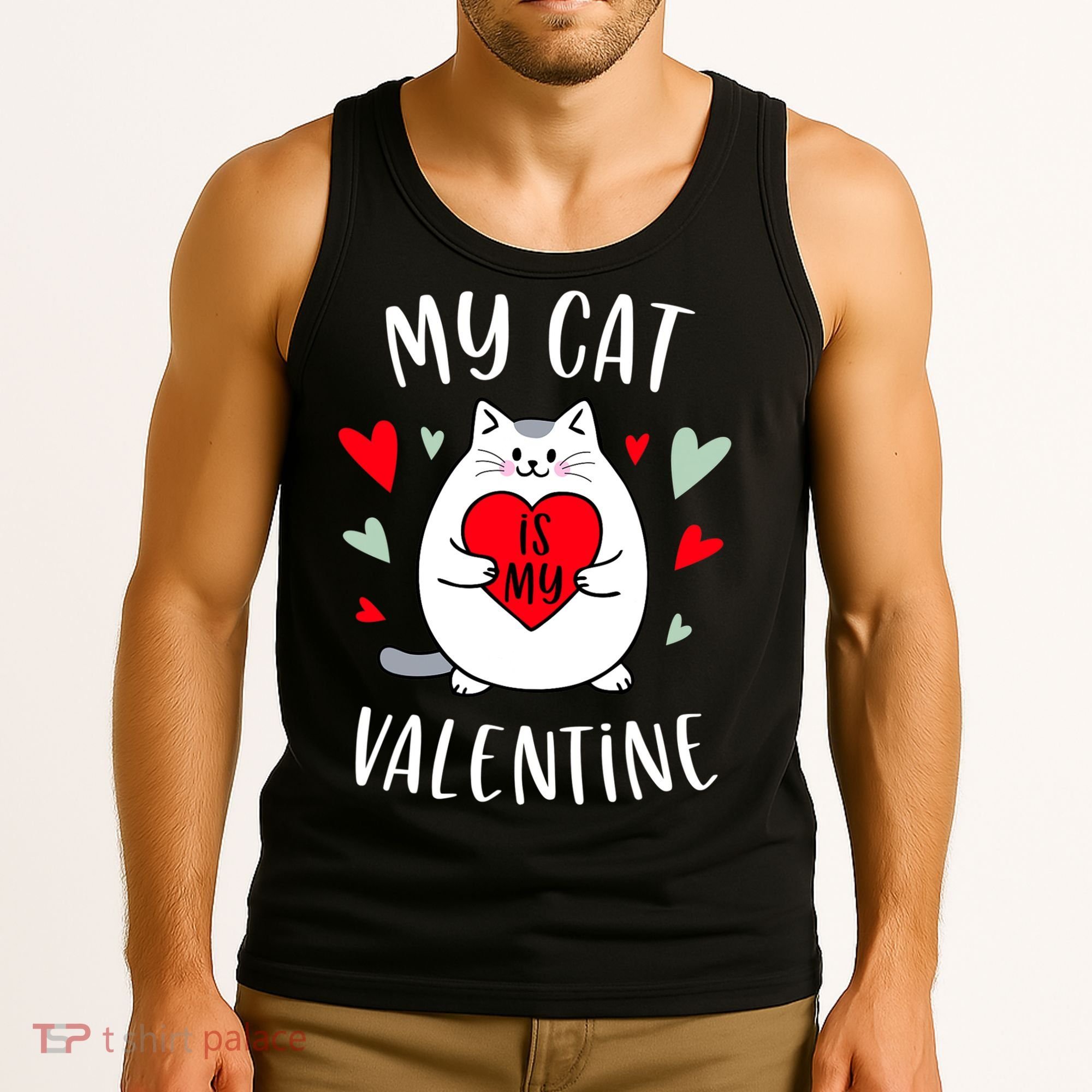 My Cat Is My Valentine Kitten Lover Heart Valentines Day Tank Top