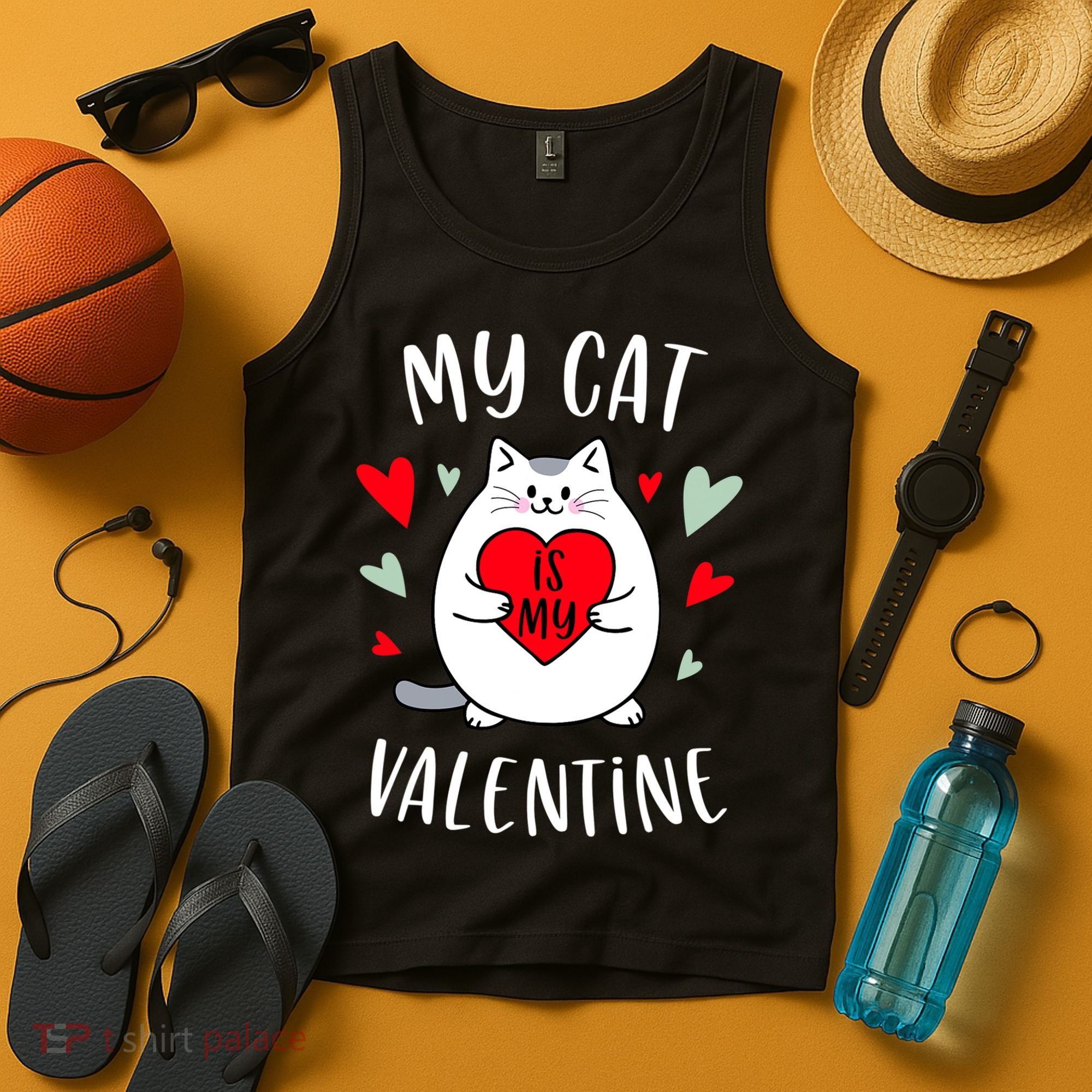 My Cat Is My Valentine Kitten Lover Heart Valentines Day Tank Top