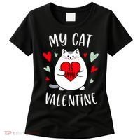 My Cat Is My Valentine Kitten Lover Heart Valentines Day Women's T-Shirt thumb 0