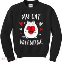 My Cat Is My Valentine Kitten Lover Heart Valentines Day Kids Sweatshirt thumb 0