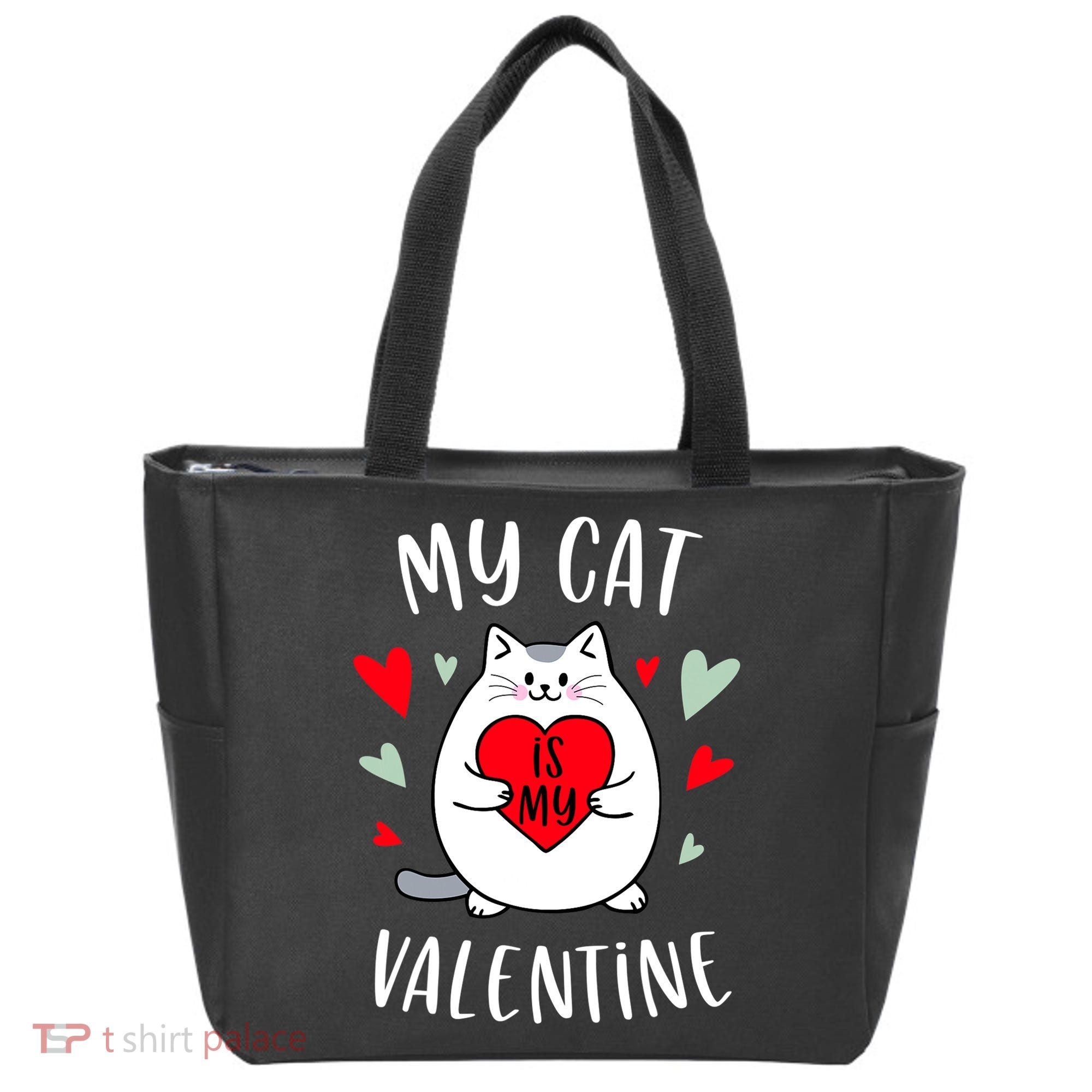 My Cat Is My Valentine Kitten Lover Heart Valentines Day Tote Bag