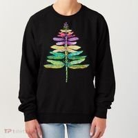 Merry Christmas Insect Lover Xmas Dragonfly Christmas Tree Long Sleeve Women's Sweatshirt thumb 0