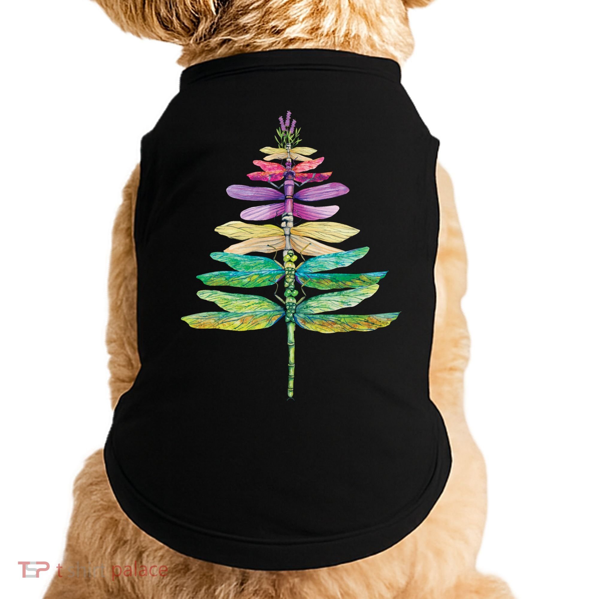 Merry Christmas Insect Lover Xmas Dragonfly Christmas Tree Long Sleeve Doggie Tank