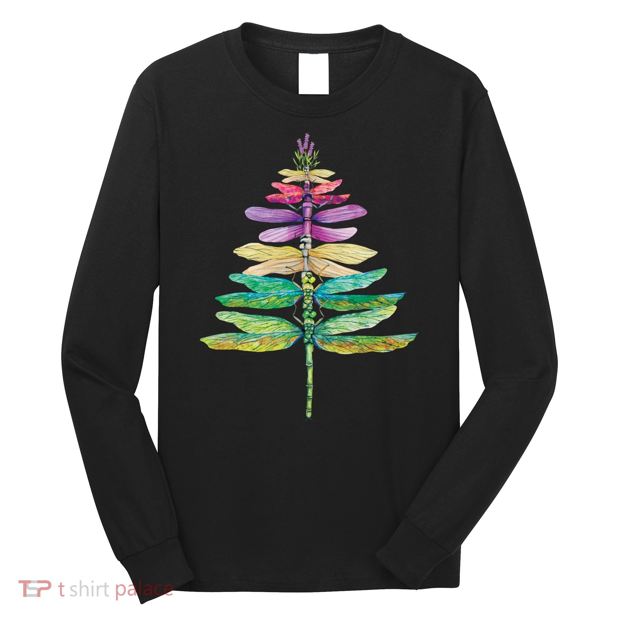 Merry Christmas Insect Lover Xmas Dragonfly Christmas Tree Long Sleeve Long Sleeve Shirt