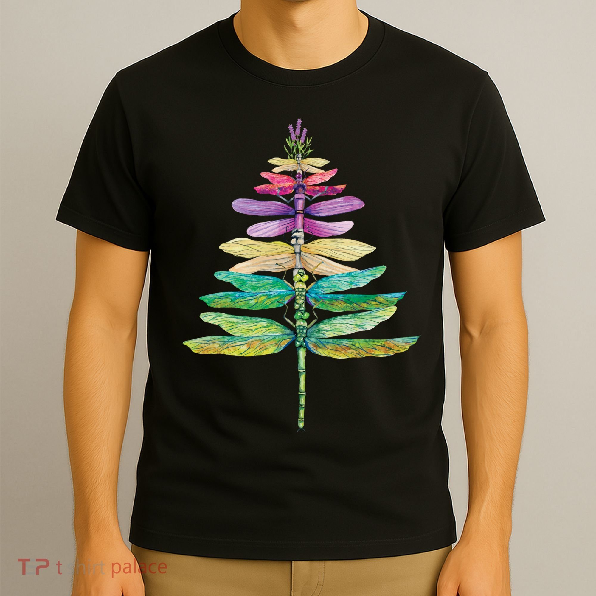 Merry Christmas Insect Lover Xmas Dragonfly Christmas Tree Long Sleeve T-Shirt