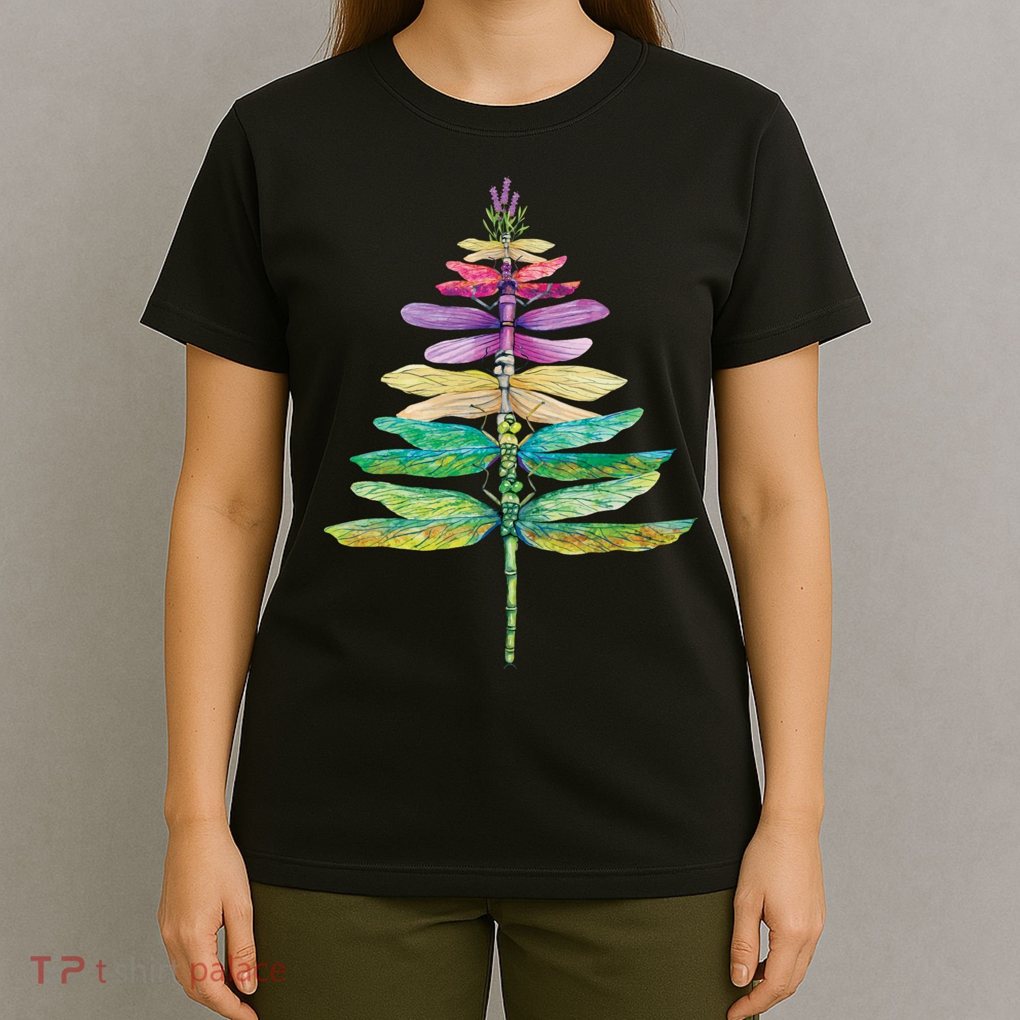 Merry Christmas Insect Lover Xmas Dragonfly Christmas Tree Long Sleeve T-Shirt