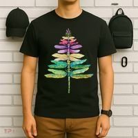 Merry Christmas Insect Lover Xmas Dragonfly Christmas Tree Long Sleeve T-Shirt thumb 6