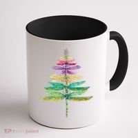 Merry Christmas Insect Lover Xmas Dragonfly Christmas Tree Long Sleeve Coffee Mug thumb 1