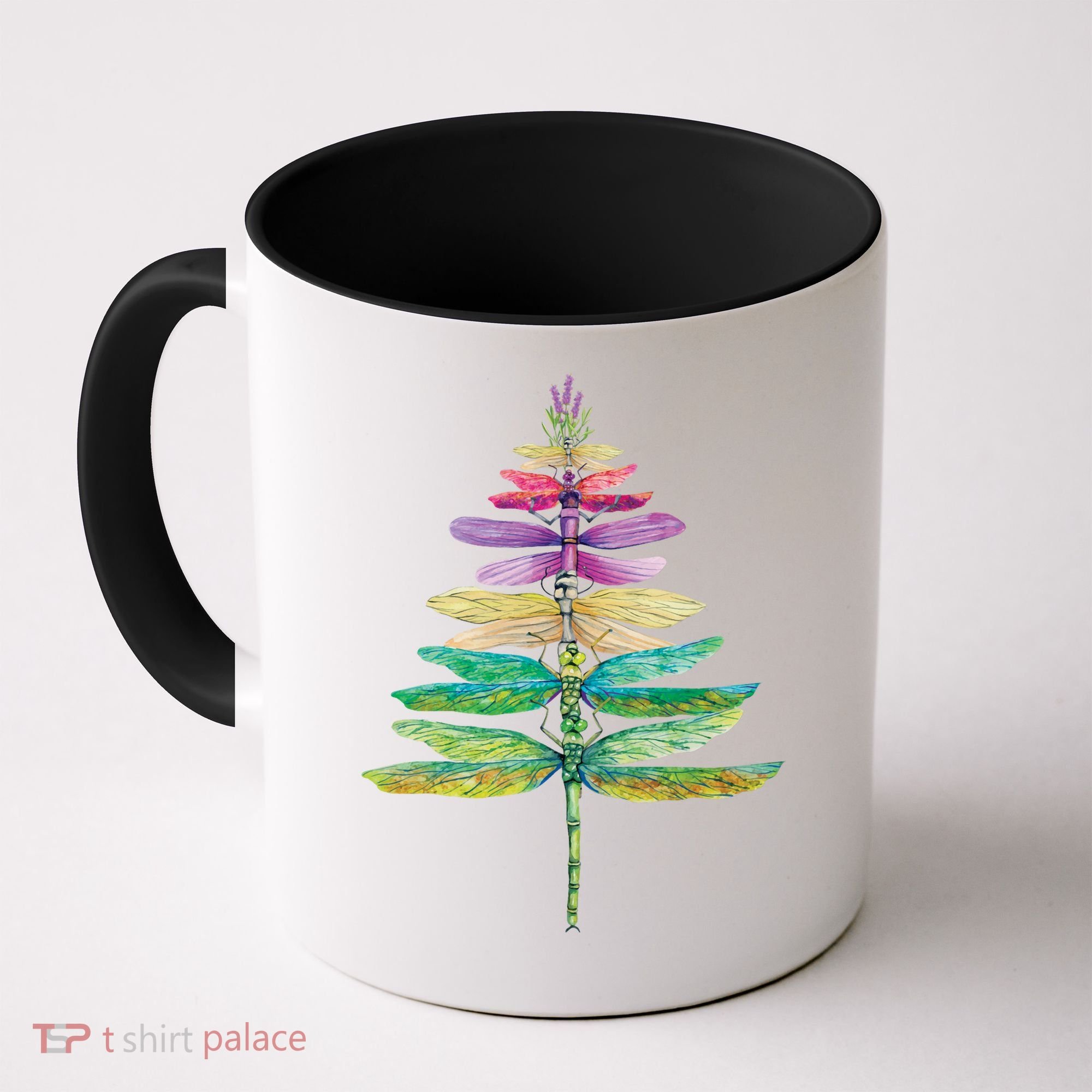 Merry Christmas Insect Lover Xmas Dragonfly Christmas Tree Long Sleeve Coffee Mug