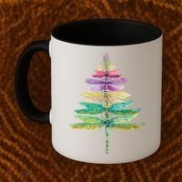Merry Christmas Insect Lover Xmas Dragonfly Christmas Tree Long Sleeve Coffee Mug thumb 2