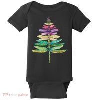 Merry Christmas Insect Lover Xmas Dragonfly Christmas Tree Long Sleeve Baby Bodysuit thumb 0