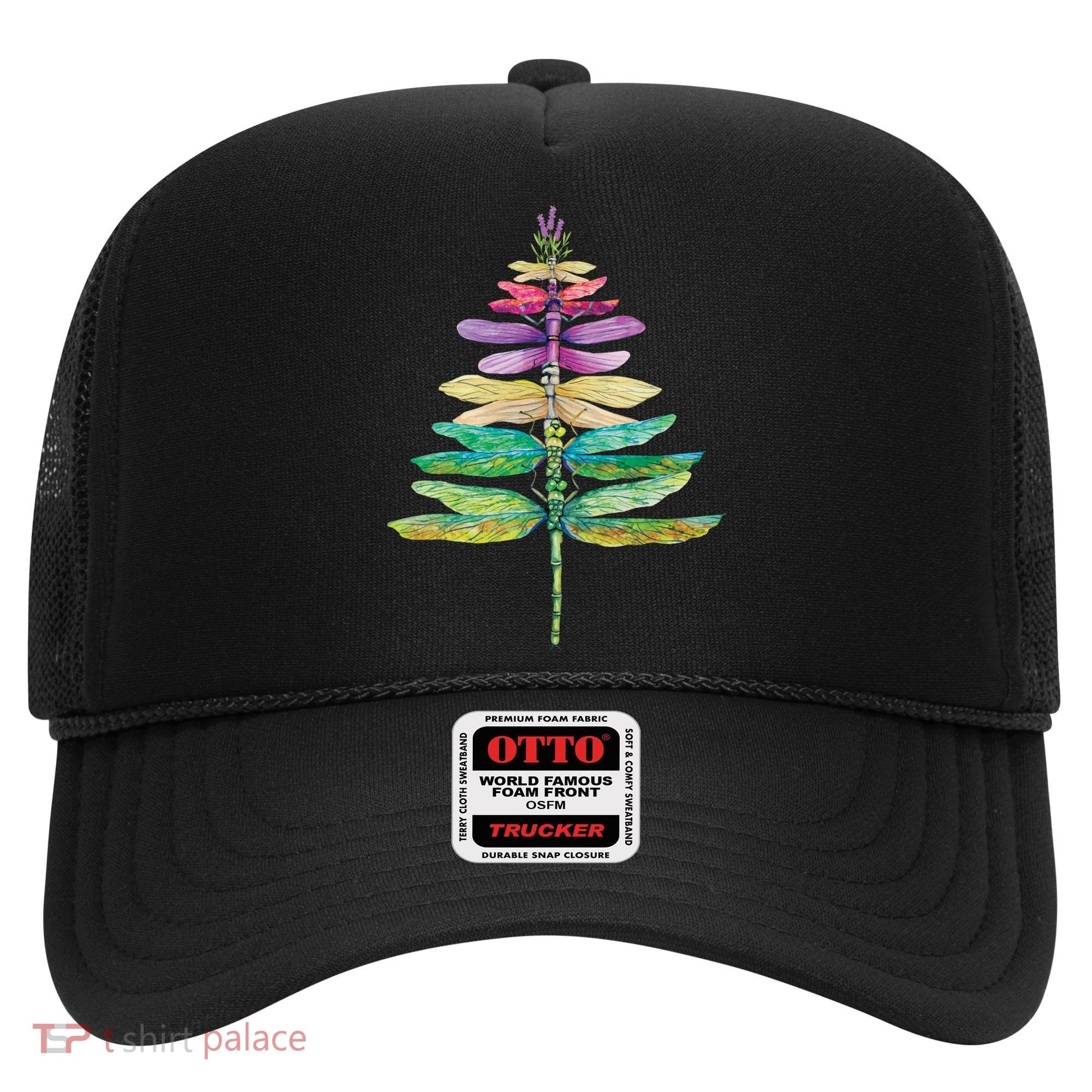Merry Christmas Insect Lover Xmas Dragonfly Christmas Tree Long Sleeve Hat