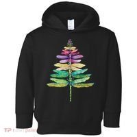 Merry Christmas Insect Lover Xmas Dragonfly Christmas Tree Long Sleeve Toddler Hoodie thumb 0