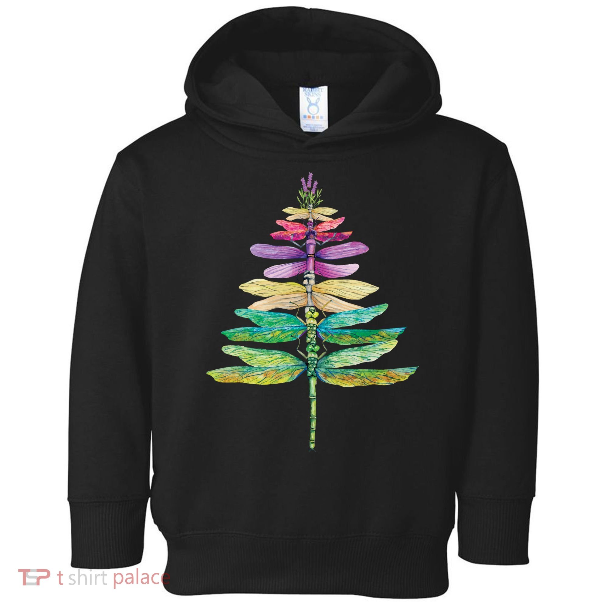 Merry Christmas Insect Lover Xmas Dragonfly Christmas Tree Long Sleeve Toddler Hoodie