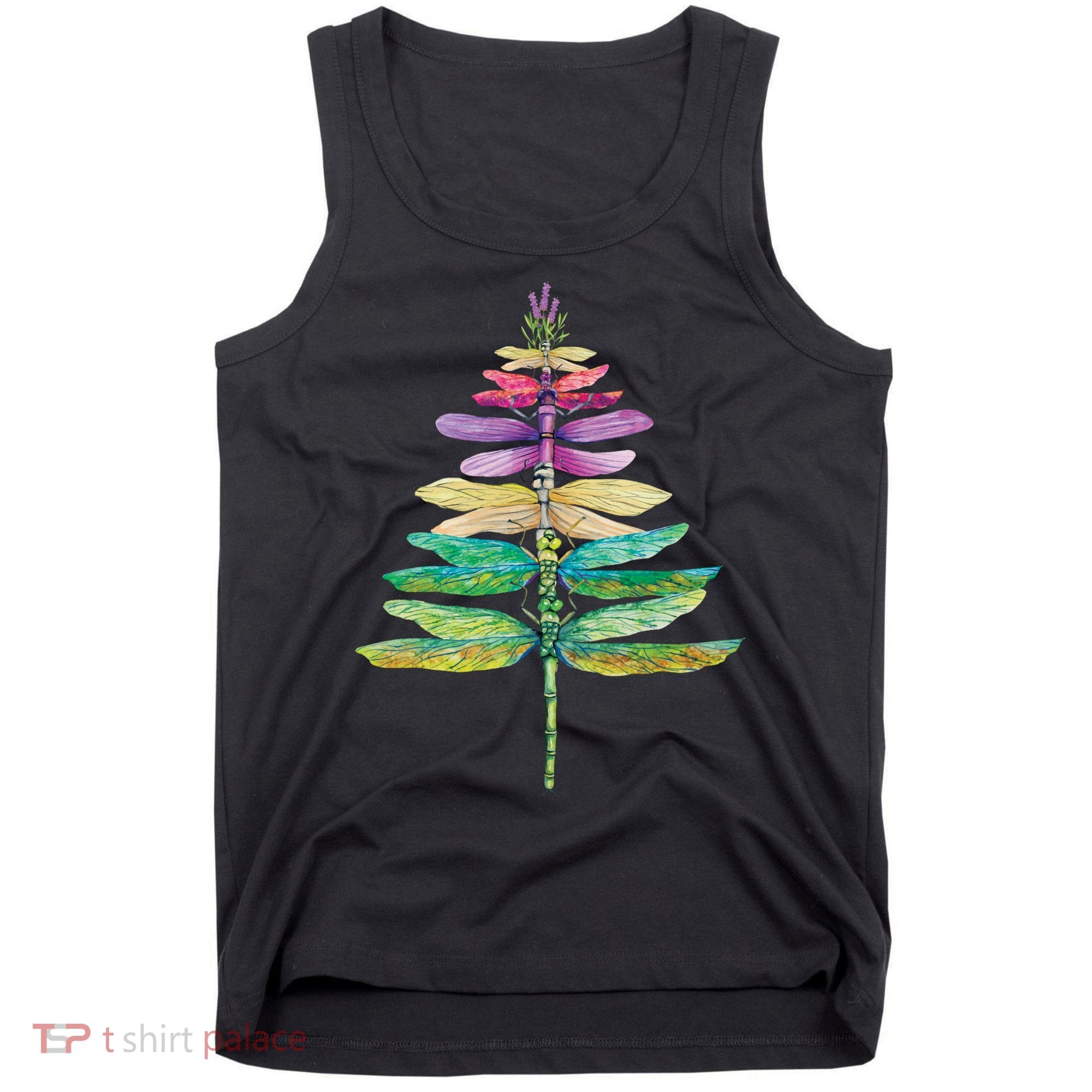 Merry Christmas Insect Lover Xmas Dragonfly Christmas Tree Long Sleeve Tank Top