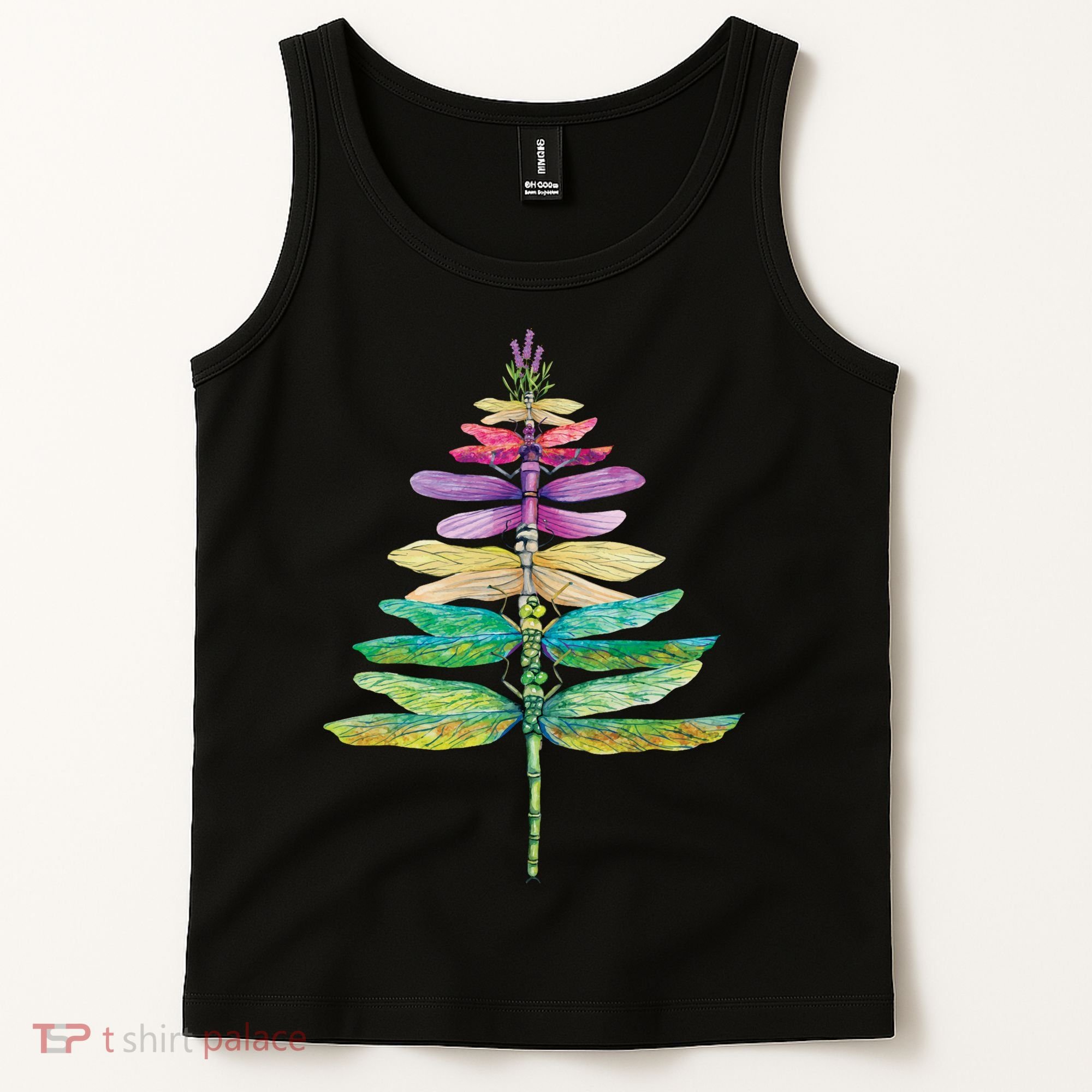Merry Christmas Insect Lover Xmas Dragonfly Christmas Tree Long Sleeve Tank Top