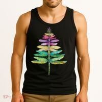 Merry Christmas Insect Lover Xmas Dragonfly Christmas Tree Long Sleeve Tank Top thumb 3
