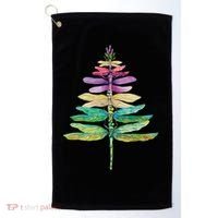 Merry Christmas Insect Lover Xmas Dragonfly Christmas Tree Long Sleeve Golf Towel thumb 0