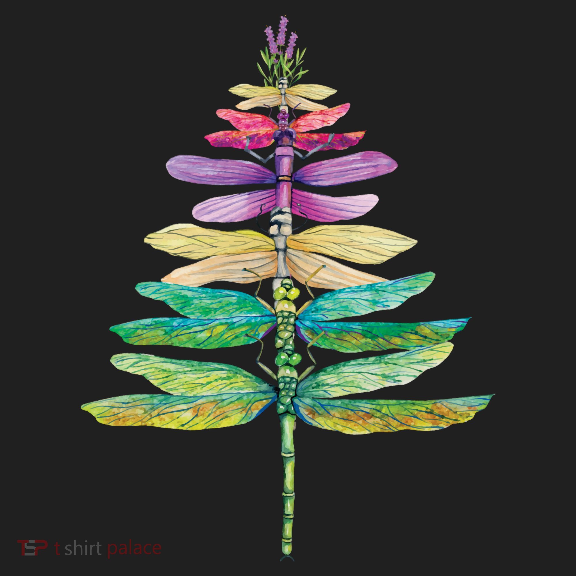 Merry Christmas Insect Lover Xmas Dragonfly Christmas Tree Long Sleeve Golf Towel