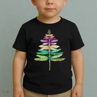 Merry Christmas Insect Lover Xmas Dragonfly Christmas Tree Long Sleeve Toddler T-Shirt thumb 2