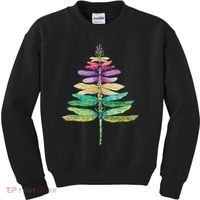 Merry Christmas Insect Lover Xmas Dragonfly Christmas Tree Long Sleeve Kids Sweatshirt thumb 0