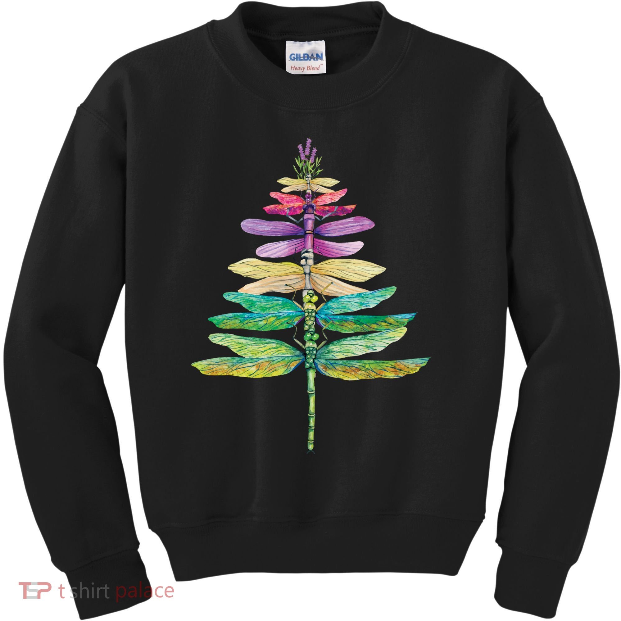 Merry Christmas Insect Lover Xmas Dragonfly Christmas Tree Long Sleeve Kids Sweatshirt