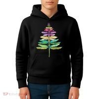 Merry Christmas Insect Lover Xmas Dragonfly Christmas Tree Long Sleeve Kids Hoodie thumb 4