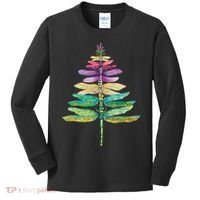 Merry Christmas Insect Lover Xmas Dragonfly Christmas Tree Long Sleeve Kids Long Sleeve Shirt thumb 0