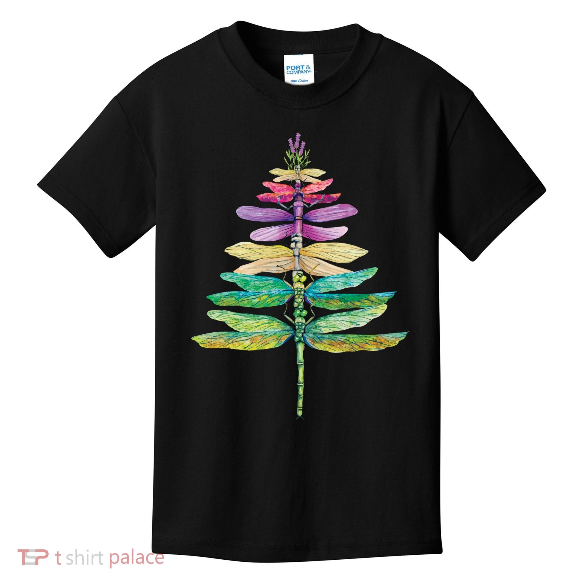 Merry Christmas Insect Lover Xmas Dragonfly Christmas Tree Long Sleeve Kids T-Shirt