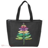 Merry Christmas Insect Lover Xmas Dragonfly Christmas Tree Long Sleeve Tote Bag thumb 0