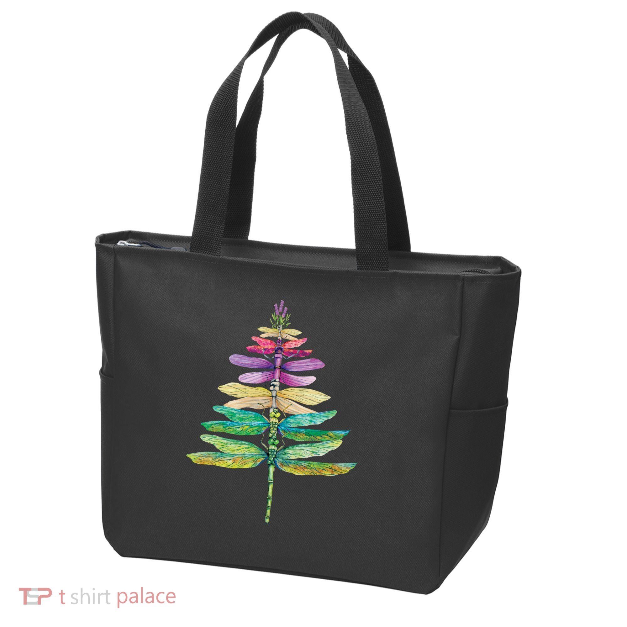 Merry Christmas Insect Lover Xmas Dragonfly Christmas Tree Long Sleeve Tote Bag