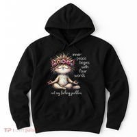 Meditating Cat Inner Peace Begins With Four Word Not My Fuck Hoodie thumb 0