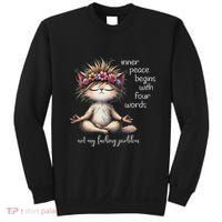 Meditating Cat Inner Peace Begins With Four Word Not My Fuck Sweatshirt thumb 0