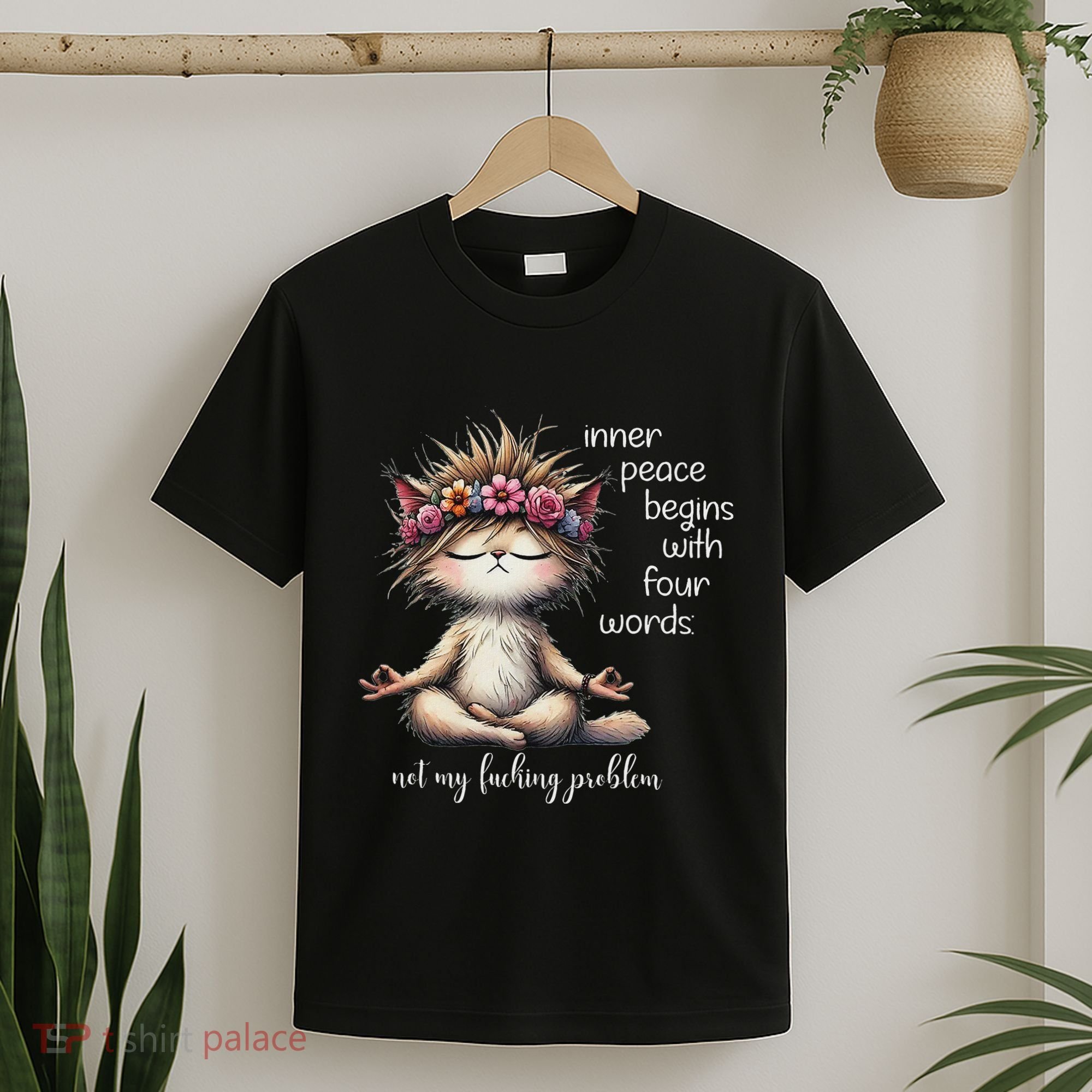 Meditating Cat Inner Peace Begins With Four Word Not My Fuck T-Shirt