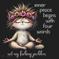 Meditating Cat Inner Peace Begins With Four Word Not My Fuck Beanie thumb 2