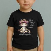 Meditating Cat Inner Peace Begins With Four Word Not My Fuck Toddler T-Shirt thumb 2