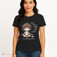 Meditating Cat Inner Peace Begins With Four Word Not My Fuck Women's T-Shirt thumb 4