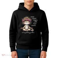 Meditating Cat Inner Peace Begins With Four Word Not My Fuck Kids Hoodie thumb 4