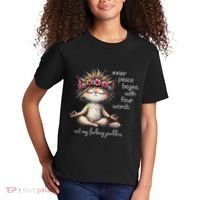 Meditating Cat Inner Peace Begins With Four Word Not My Fuck Kids T-Shirt thumb 2