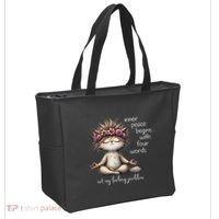 Meditating Cat Inner Peace Begins With Four Word Not My Fuck Tote Bag thumb 2