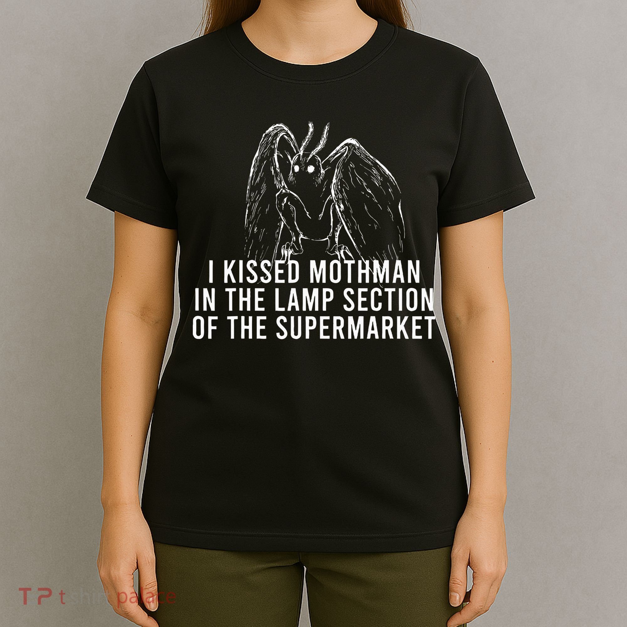 Mothman Cryptid I Kissed Mothman In The Lamp Section T-Shirt