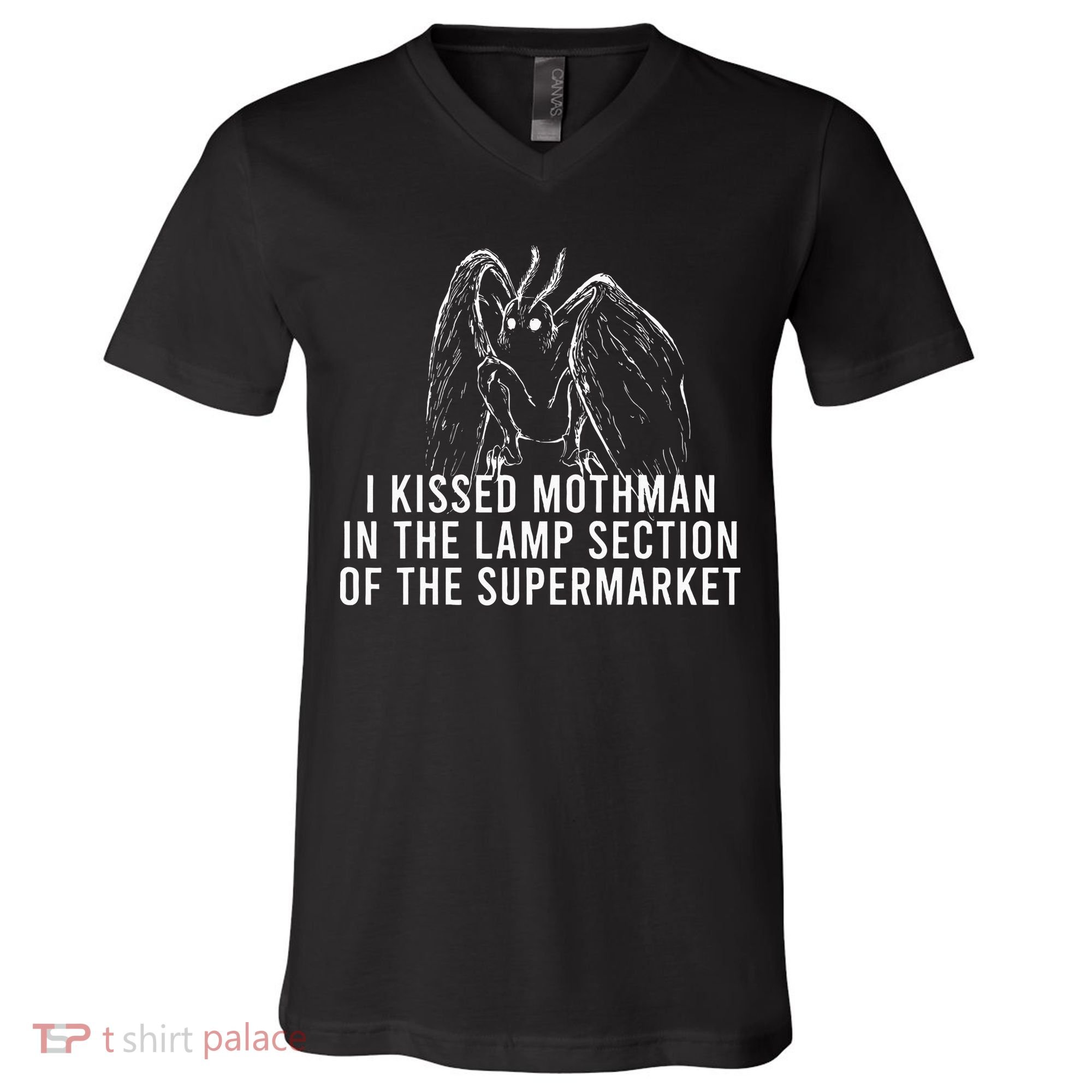 Mothman Cryptid I Kissed Mothman In The Lamp Section V-Neck T-Shirt