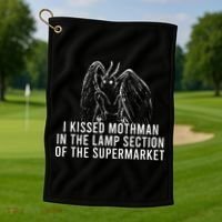 Mothman Cryptid I Kissed Mothman In The Lamp Section Golf Towel thumb 1