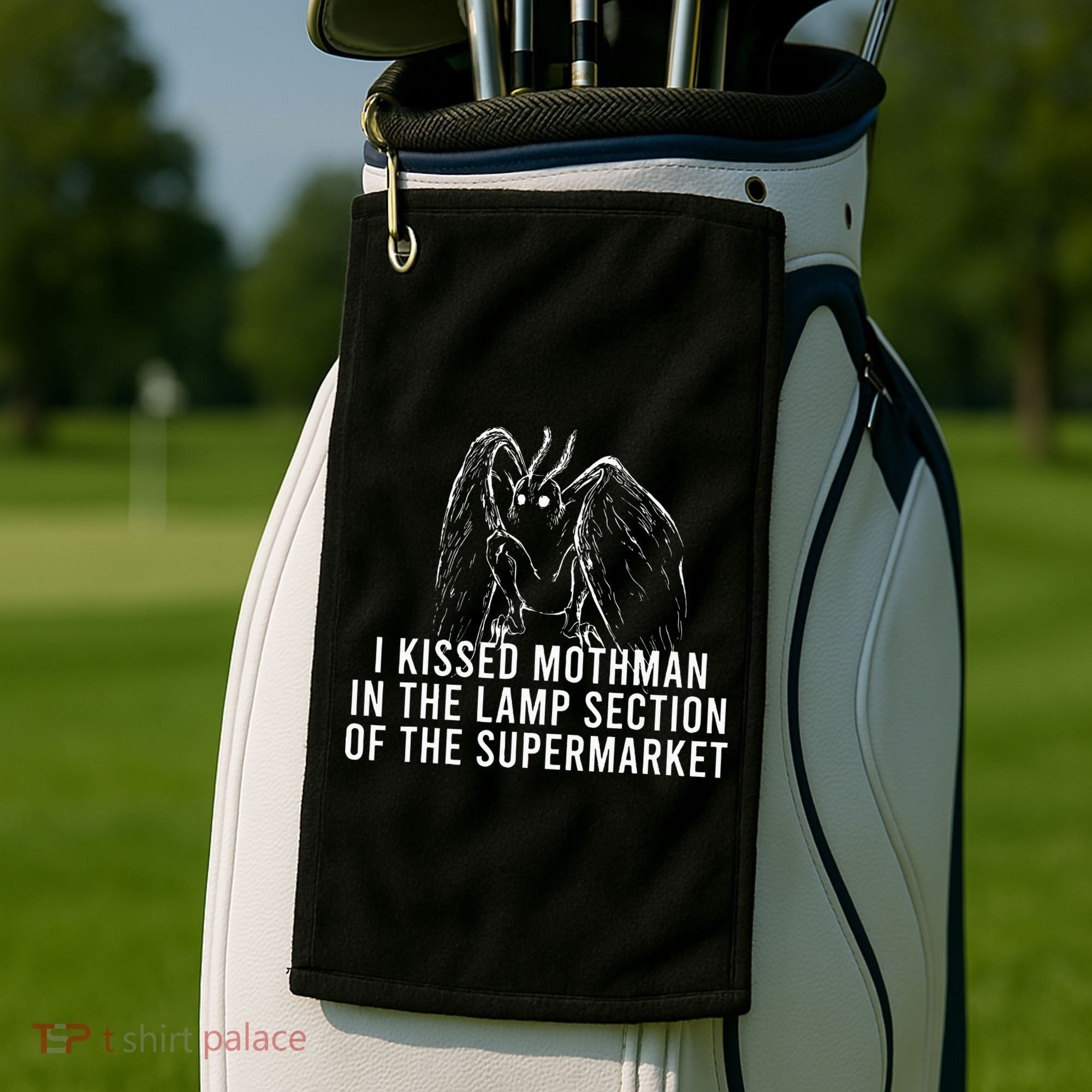 Mothman Cryptid I Kissed Mothman In The Lamp Section Golf Towel