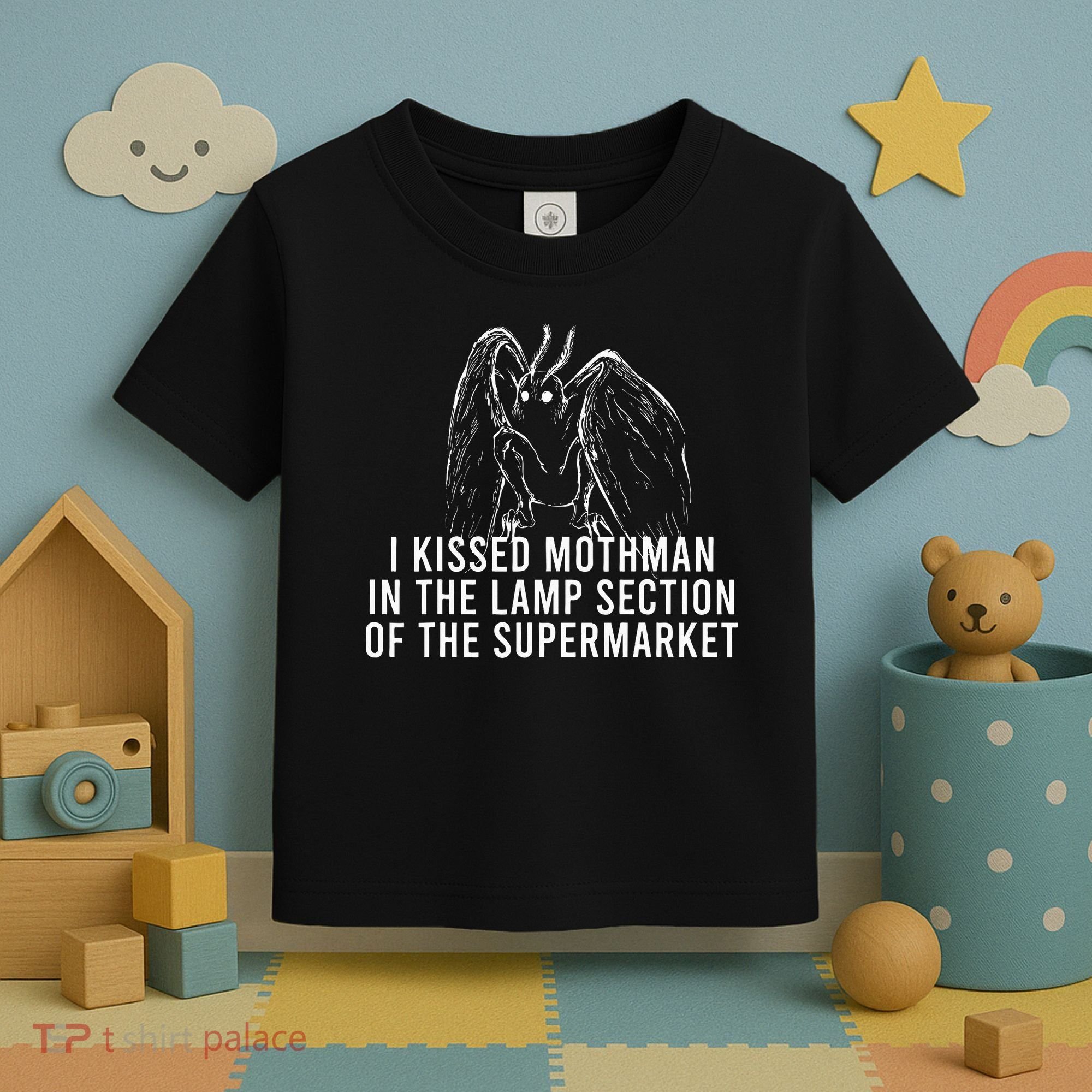 Mothman Cryptid I Kissed Mothman In The Lamp Section Toddler T-Shirt