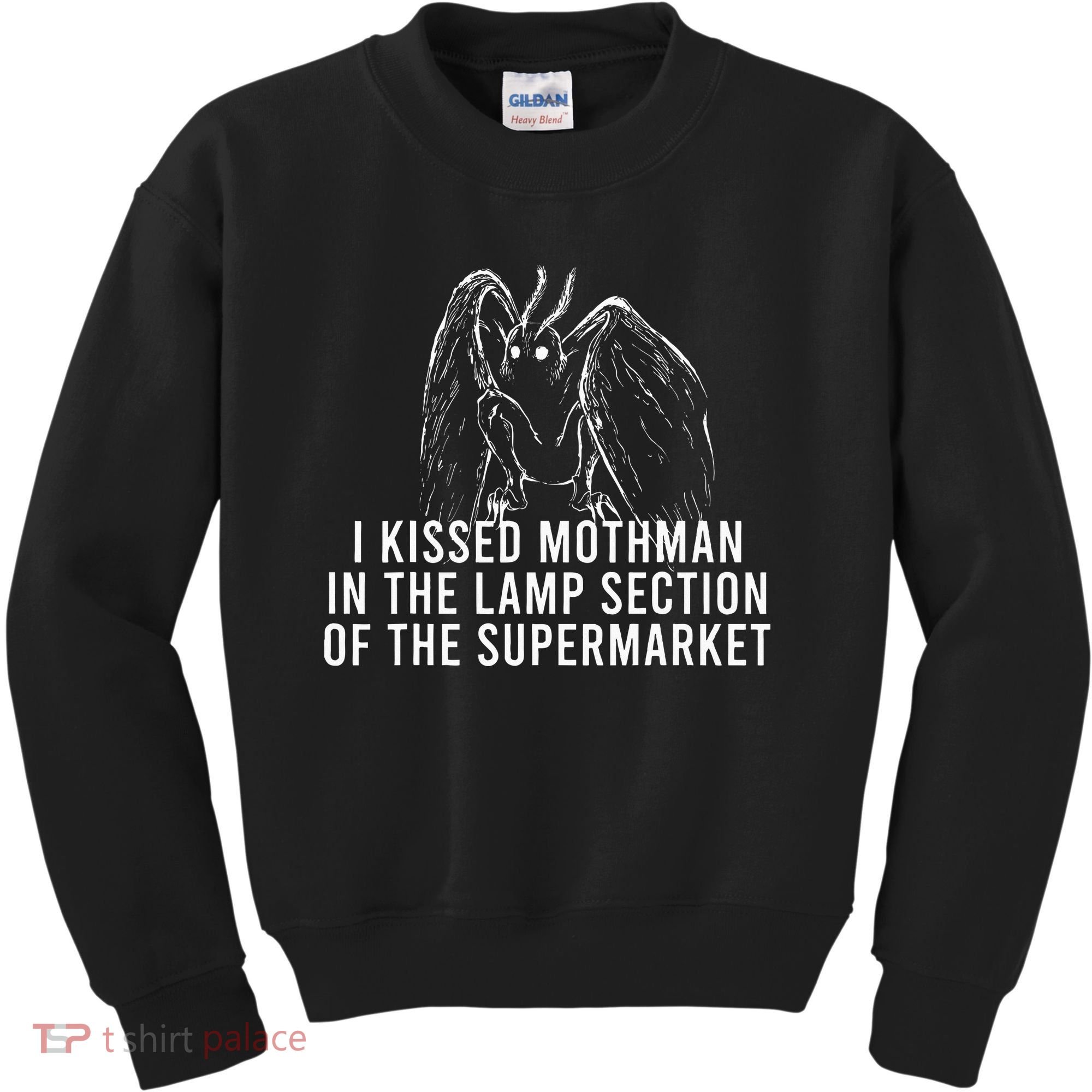 Mothman Cryptid I Kissed Mothman In The Lamp Section Kids Sweatshirt